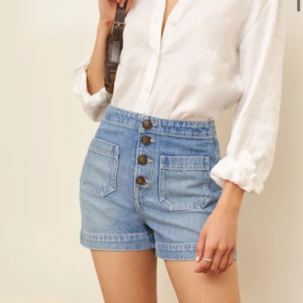 Reformation Eloise Denim Jean Button Shorts 25